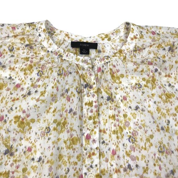 J. CREW Cotton-Voile Button-Front Top Women XL Soft Posies Cottage Fairy Preppy - Picture 6 of 14